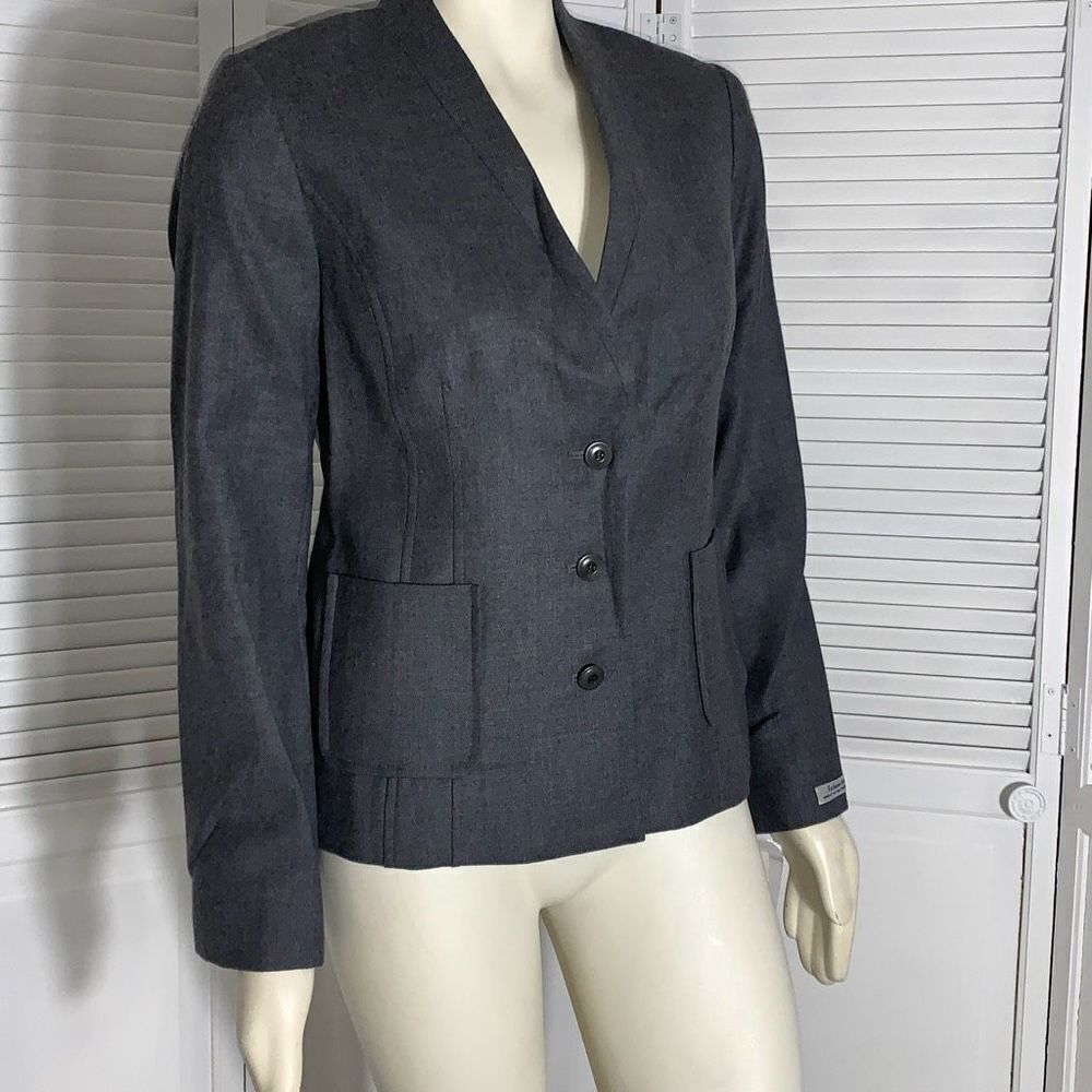 NWT Pendleton Gray Virgin‎ Wool Button Down Blazer Women’s Size 10